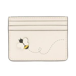 NEW Kate Spade White Parchment Honey Bee Small Slim Leather Card Holder Wallet